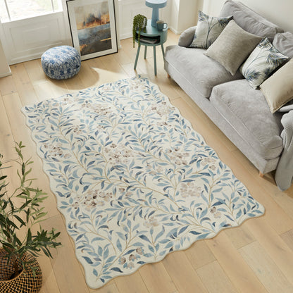 Liberty Floral Rug on wooden floor