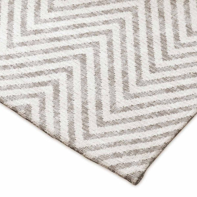 Close-up of a rug with a zigzag pattern on a white background