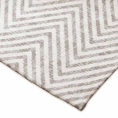 Close-up of a rug with a zigzag pattern on a white background