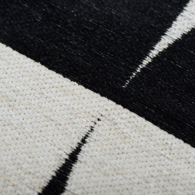 Close-up of a black and white geometric patterned fabric