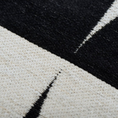 Close-up of a black and white geometric patterned fabric