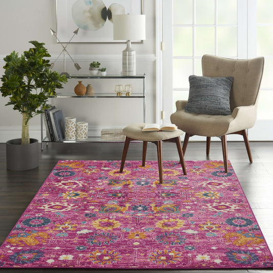 Nourison Passion Vibrant Rug Collection featuring vivid floral patterns in pink and purple tones