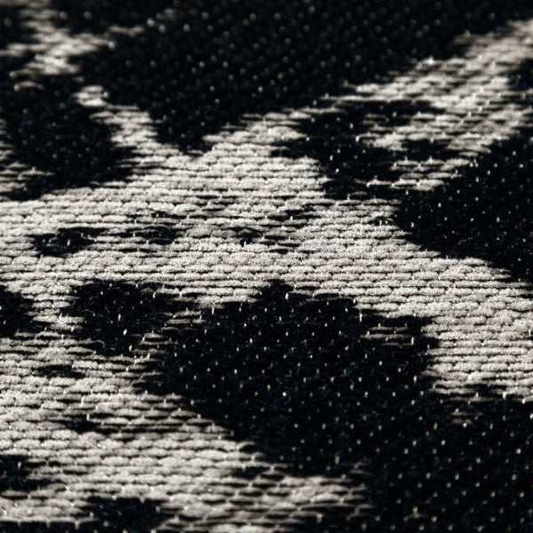 Close-up of a textured black and white fabric pattern
