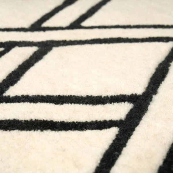 Close-up of a black geometric pattern on a white surface