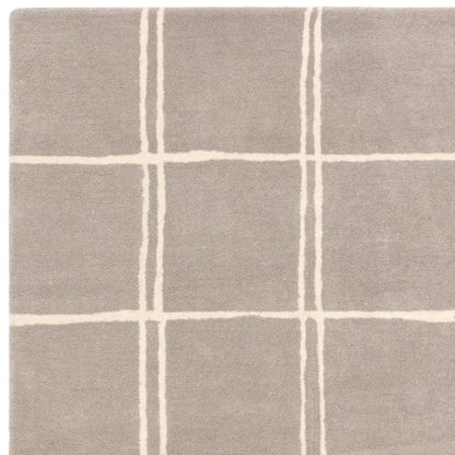 Asiatic luxury Albany geometric rug UK in neutral tones with a soft textured grid pattern