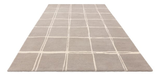 Asiatic luxury Albany geometric rug UK in neutral tones with a minimalist grid pattern
