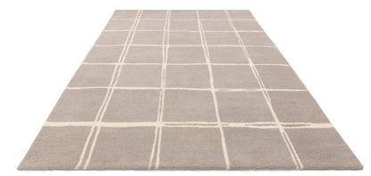 Asiatic luxury Albany geometric rug UK in neutral tones with a minimalist grid pattern