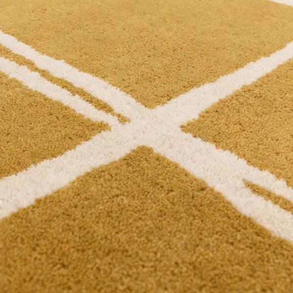 Close-up of Asiatic luxury Albany geometric rug UK with beige and white textured pattern