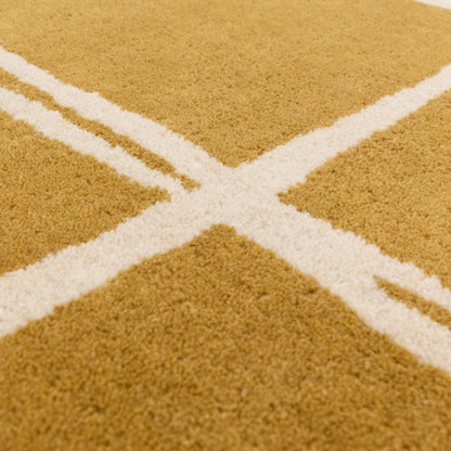 Close-up of Asiatic luxury Albany geometric rug UK with beige and white textured pattern