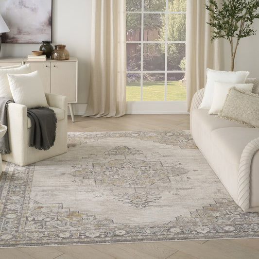 Nourison Antique Fusion Rug Collection in a stylish living room with neutral decor