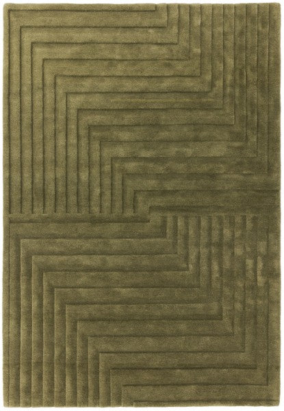 Asiatic Contemporary Plains Rug in olive green with a textured geometric line pattern luxury rug