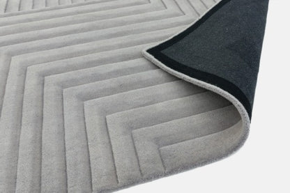 Asiatic Contemporary Plains Rug in grey with geometric pattern and soft texture luxury rug