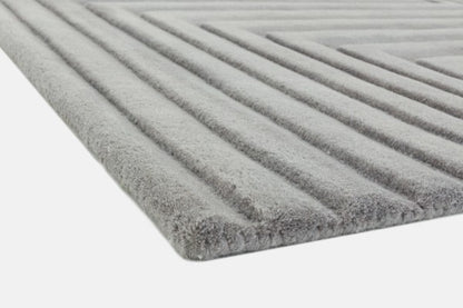 Asiatic Contemporary Plains Rug in grey with textured striped pattern and plush luxury finish