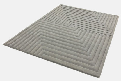 Asiatic Contemporary Plains Rug luxury grey textured design with geometric pattern