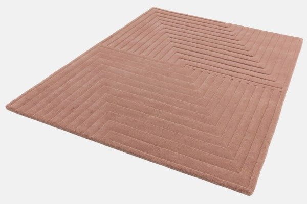 Asiatic Contemporary Plains Rug in soft pink with geometric textured pattern luxury floor decor