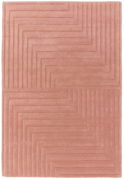 Asiatic Contemporary Plains Rug in soft pink with geometric raised texture luxury design