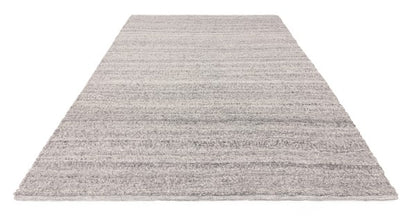 Luxury Asiatic Boho Abbus Rug in soft grey tones with textured striped design