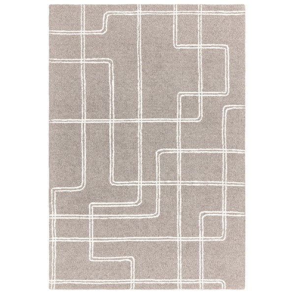 Asiatic luxury Boho Collection Ada Rug in beige with white geometric line pattern for stylish interiors