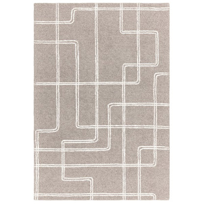 Asiatic luxury Boho Collection Ada Rug in beige with white geometric line pattern for stylish interiors