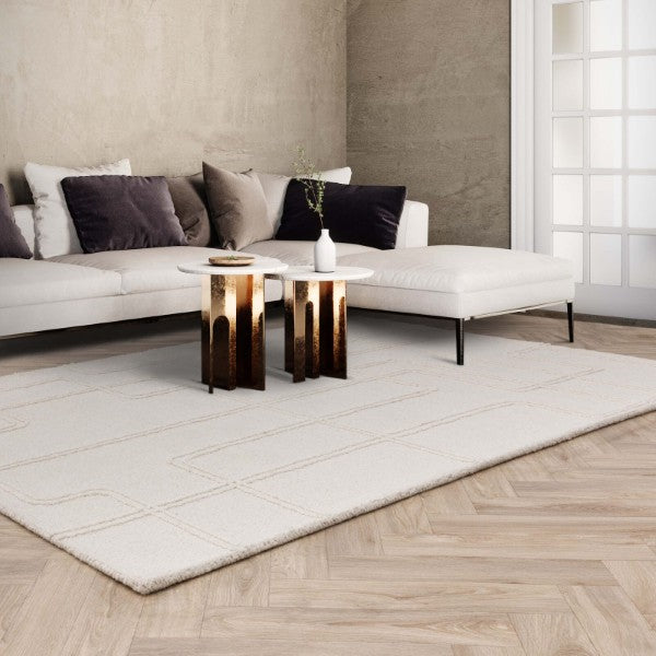 Luxury Boho Collection Ada Rug by Asiatic in a modern living room with neutral tones and stylish furniture