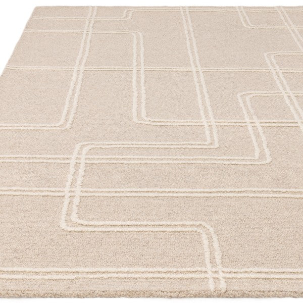 Asiatic luxury rug from Boho Collection Ada Rug in beige with geometric pattern and textured design
