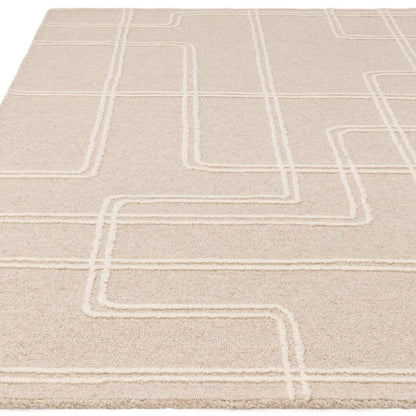 Asiatic luxury rug from Boho Collection Ada Rug in beige with geometric pattern and textured design
