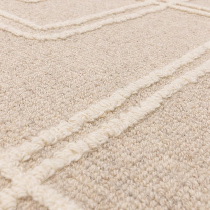 Close-up of Asiatic luxury Boho Collection Ada Rug with textured beige and cream pattern