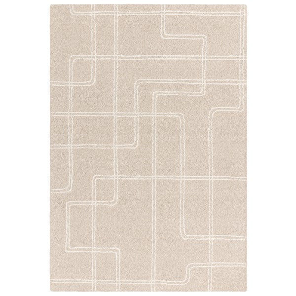 Asiatic luxury rug Boho Collection Ada Rug in beige with white geometric line pattern