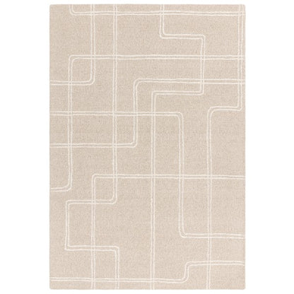 Asiatic luxury rug Boho Collection Ada Rug in beige with white geometric line pattern