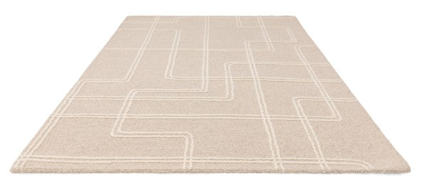 Asiatic Boho Collection Ada Rug luxury beige textured floor covering with geometric pattern