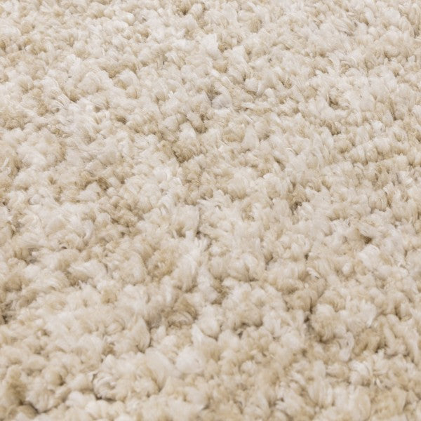 Close-up of Asiatic Boho Collection Barnaby Rug showing soft, textured luxury fibres in a neutral cream shade