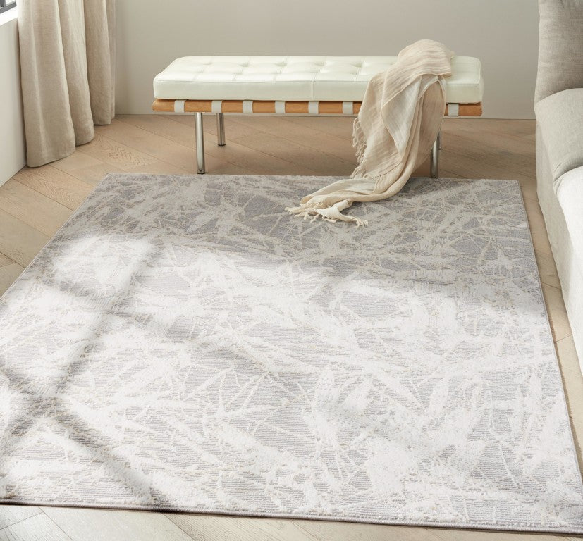 Luxurious Nourison Rug from The Calvin Klein Rush Rug Collection in modern light grey design