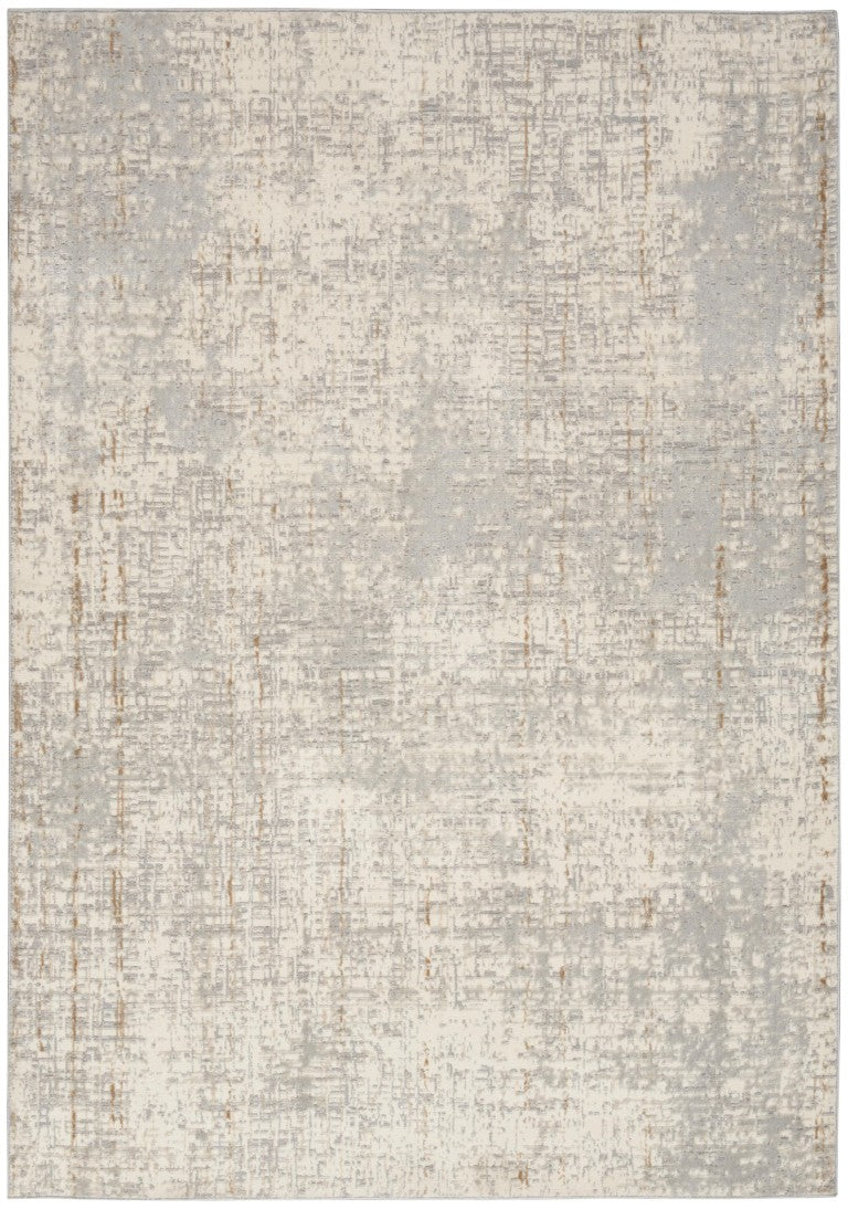 Luxury Nourison Calvin Klein Rush Rug Collection in Cream and Grey with Abstract Texture