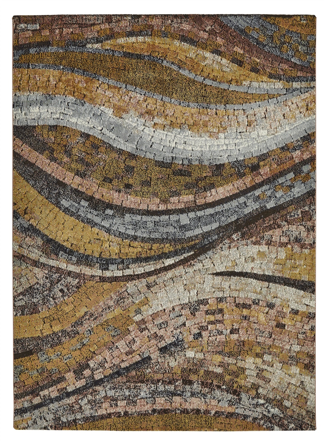 Concept Looms Amara Rug with a wave design in earthy tones for luxury home decor