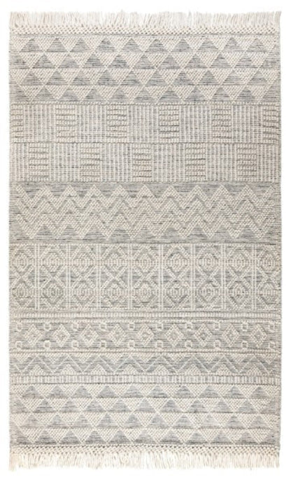 Concept Looms Anya Rug luxury rug with geometric tribal patterns in neutral shades and fringed edges