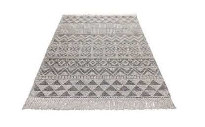 Concept Looms Anya Rug luxury grey patterned rug with fringe edges for stylish home decor