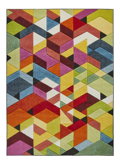 Concept Looms Viva Rug with vibrant geometric pattern in multiple colours for luxury home decor