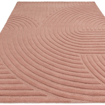 Asiatic luxury rug from Contemporary Plains Collection - Hague in soft pink with geometric raised pattern