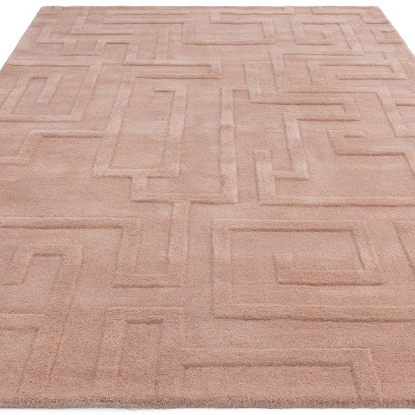 Asiatic Contemporary Plains Collection Maze Rug in soft beige with textured geometric maze pattern