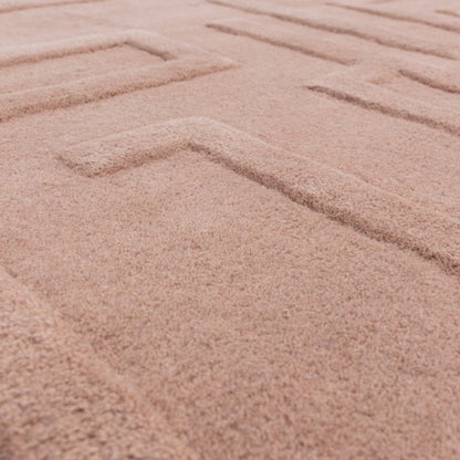 Close-up of Asiatic Contemporary Plains Collection Maze Rug in beige with textured geometric pattern