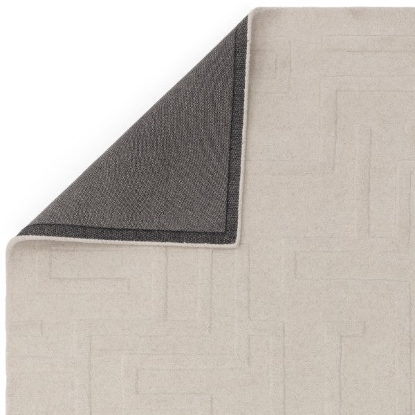 Asiatic Contemporary Plains Collection Maze Rug in beige with textured geometric pattern and dark grey backing