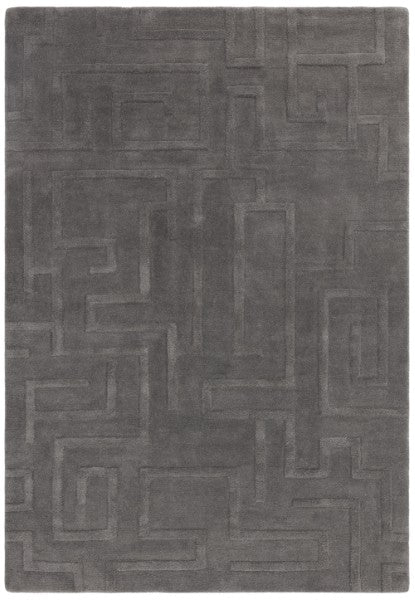 Grey luxury rug from Asiatic featuring geometric patterns in the Contemporary Plains Collection Maze Rug design