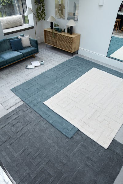 Asiatic Luxury Rug from Contemporary Plains Collection Maze Rug in multiple colours displayed in modern living room