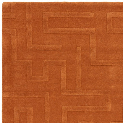 Asiatic Contemporary Plains Collection Maze Rug in warm brown with textured geometric pattern