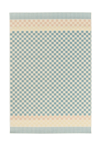 Cosmos Chequer Pastel Outdoor Rug in soft pastel colours with a stylish checkered design