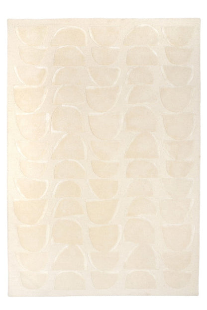 Beige textured rug  with wavy pattern