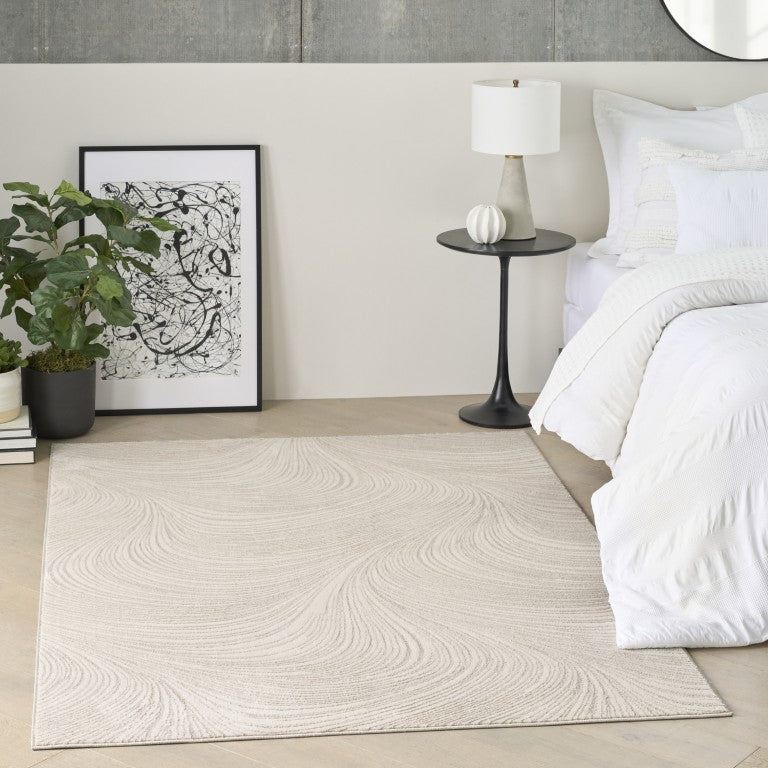 The DKNY Central Park West Rug Collection in a stylish bedroom decor with neutral tones