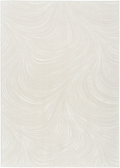 Elegant cream Nourison luxury rug from The DKNY Central Park West Rug Collection with a wavy pattern