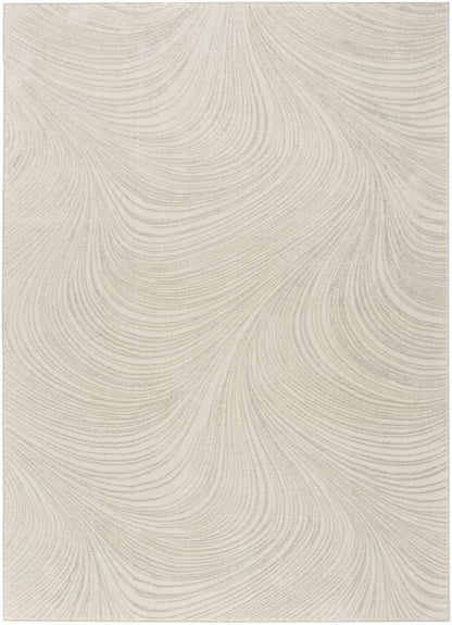 Luxury Nourison rug from The DKNY Central Park West Rug Collection with a sophisticated wave pattern in neutral tones