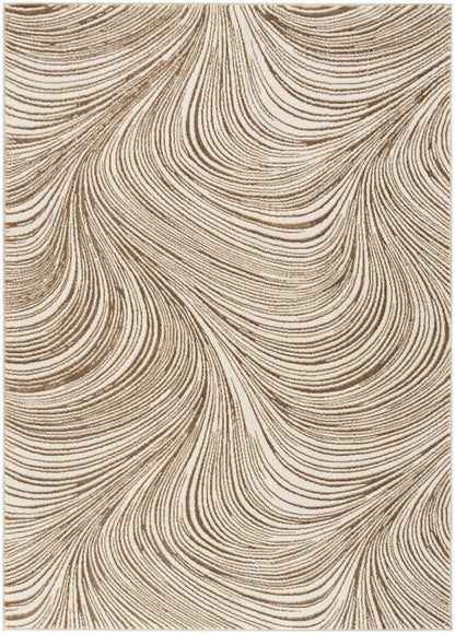 Luxury beige Nourison rug from The DKNY Central Park West Rug Collection with elegant swirling patterns